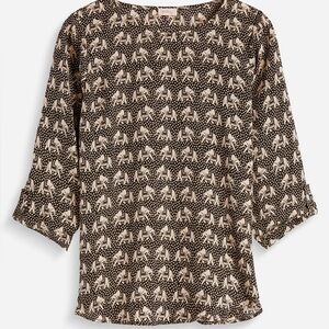 Pixley Black and Cream Elephant Print Blouse